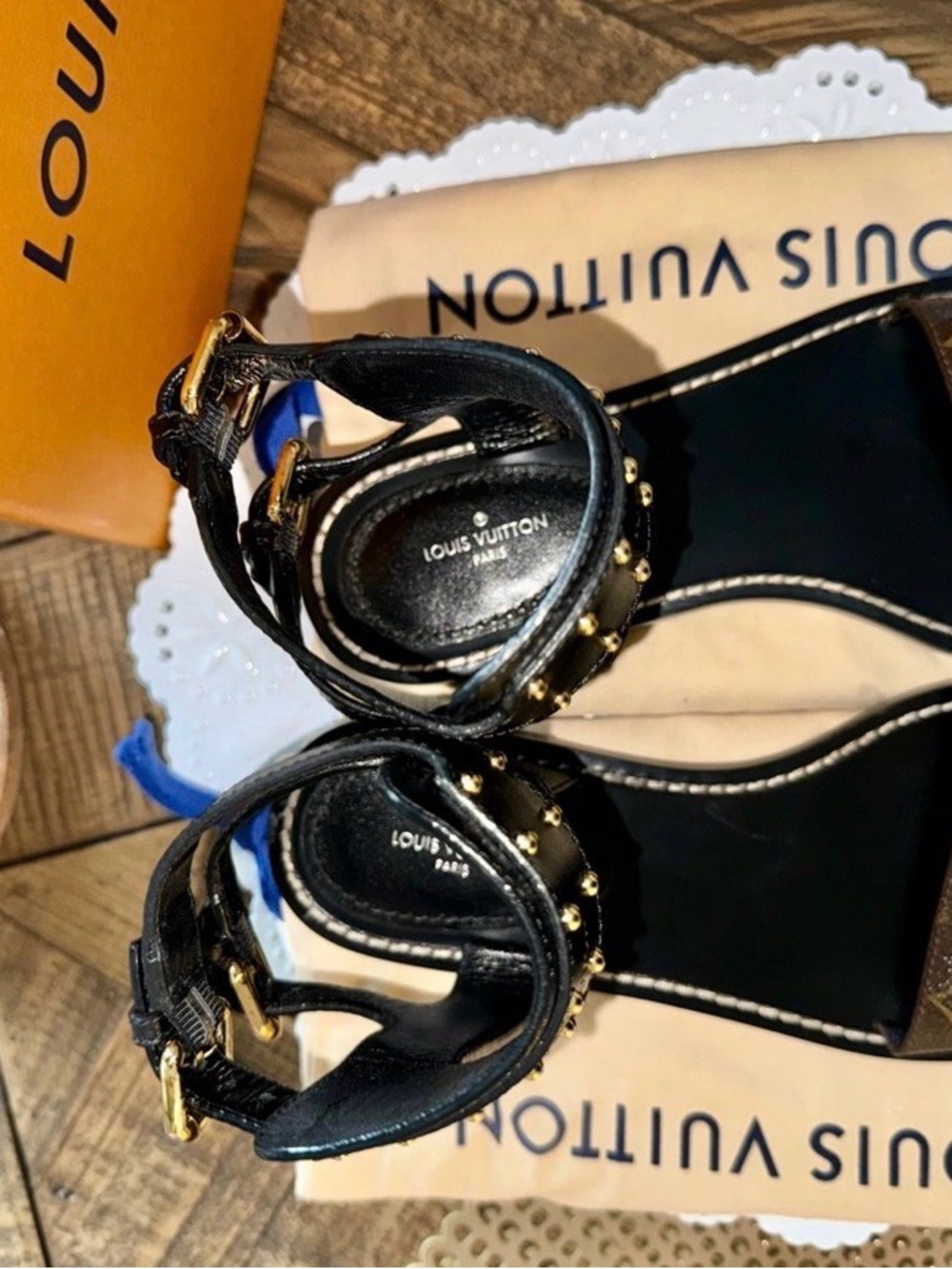 Louis Vuitton Black and Brown Monogram Passenger Sandals - Picture 3 of 5